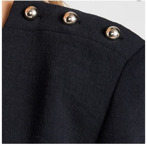 Ba&sh Oleane Short Sleeve Black A-Line Pleated Mini Dress Size 4 - Picture 5 of 16